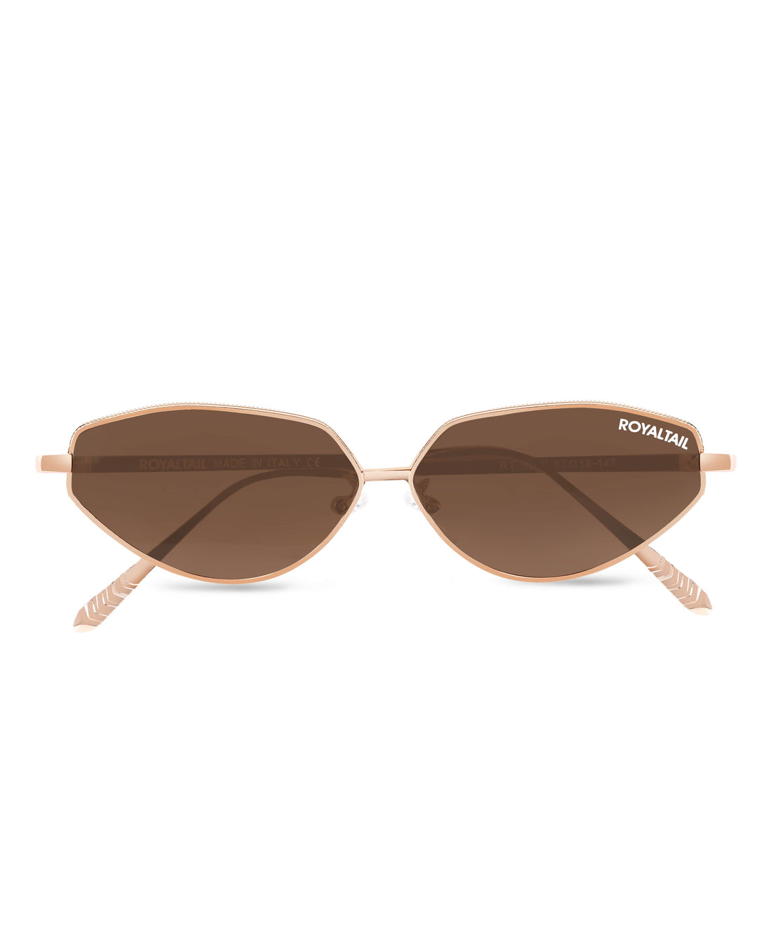 ROYALTAIL gold metal cat-eye sunglasses, brown lens