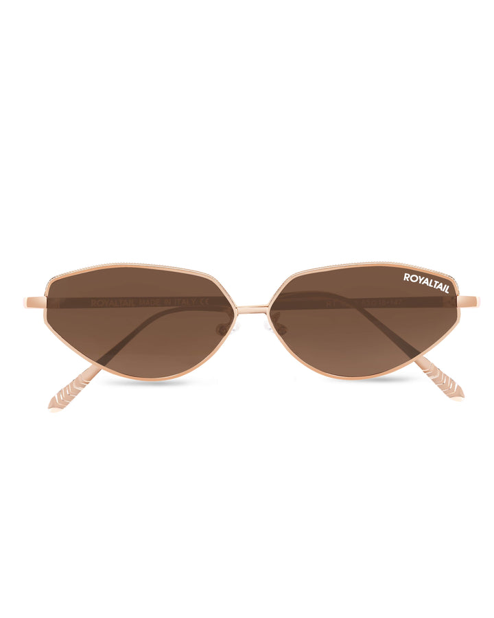 ROYALTAIL gold metal cat-eye sunglasses, brown lens