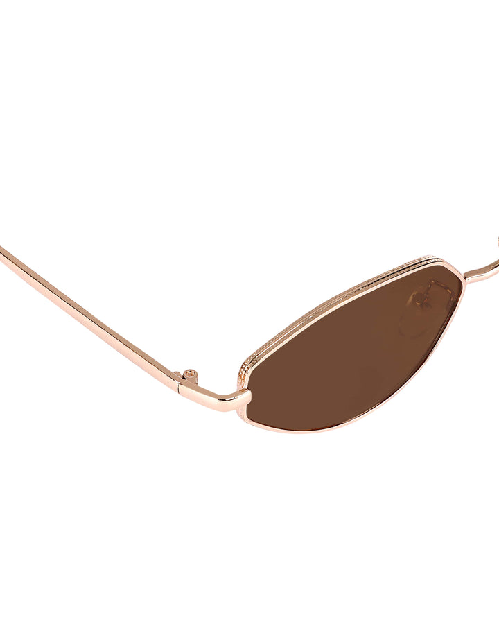 Gold metal cat-eye sunglasses with brown lenses, photo 4