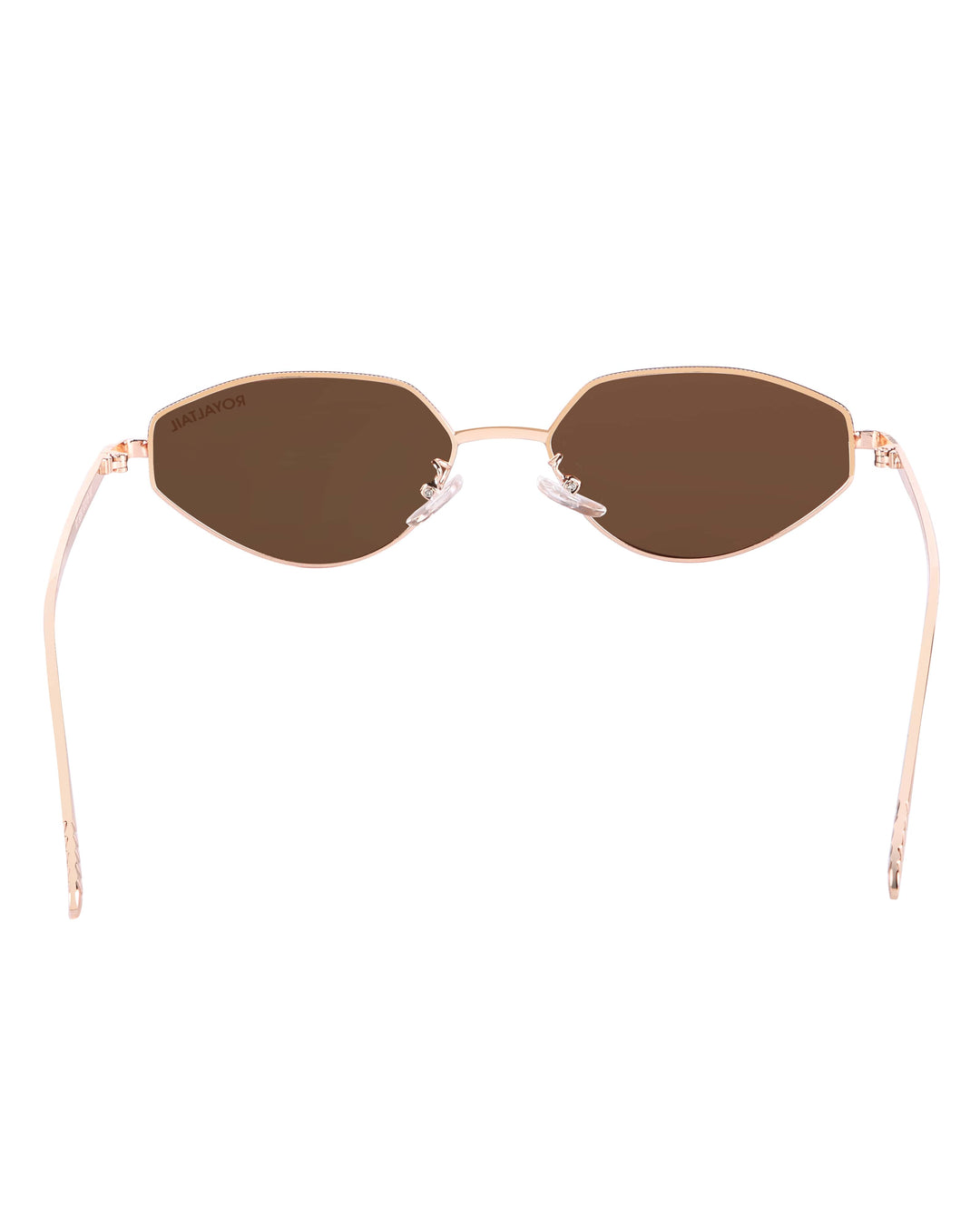 Gold metal cat-eye sunglasses with brown lenses, photo 5