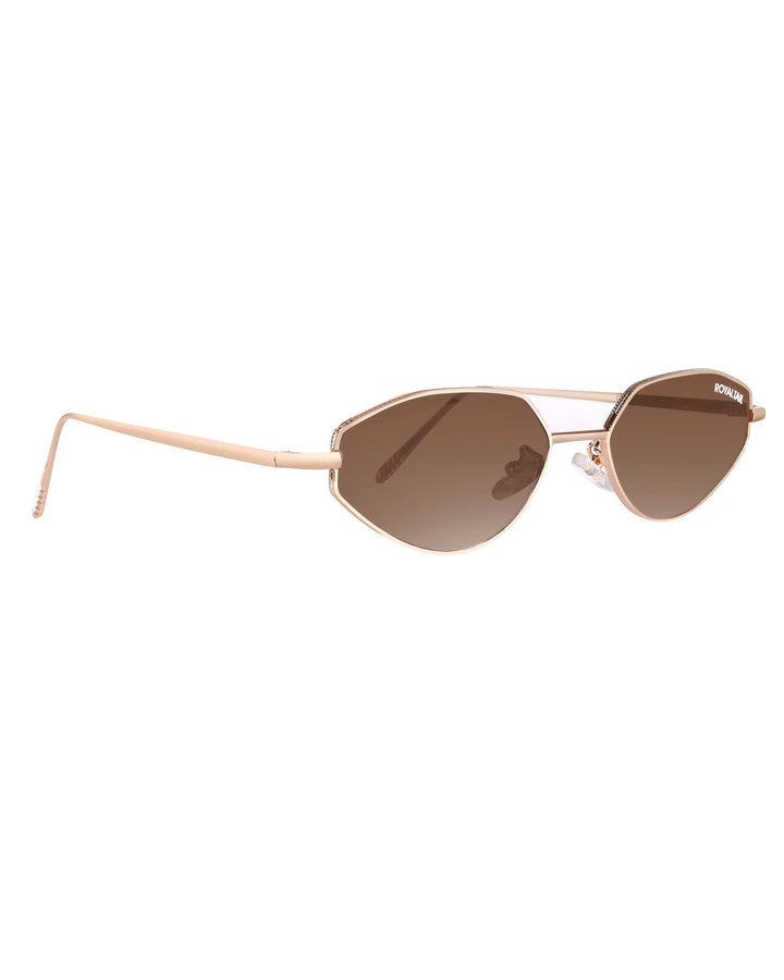 Gold metal cat-eye sunglasses with brown lenses, photo 8