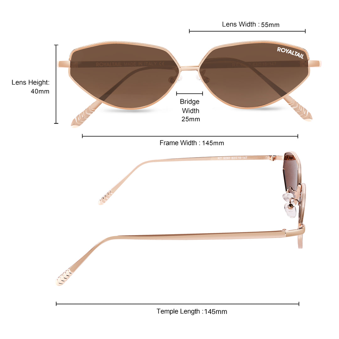 Gold metal cat-eye sunglasses with brown lenses, photo 9