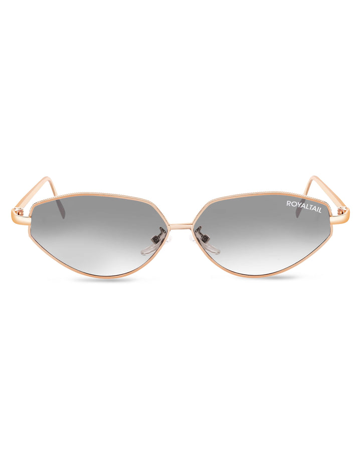 Gold metal cat-eye sunglasses with grey lenses – ROYALTAIL