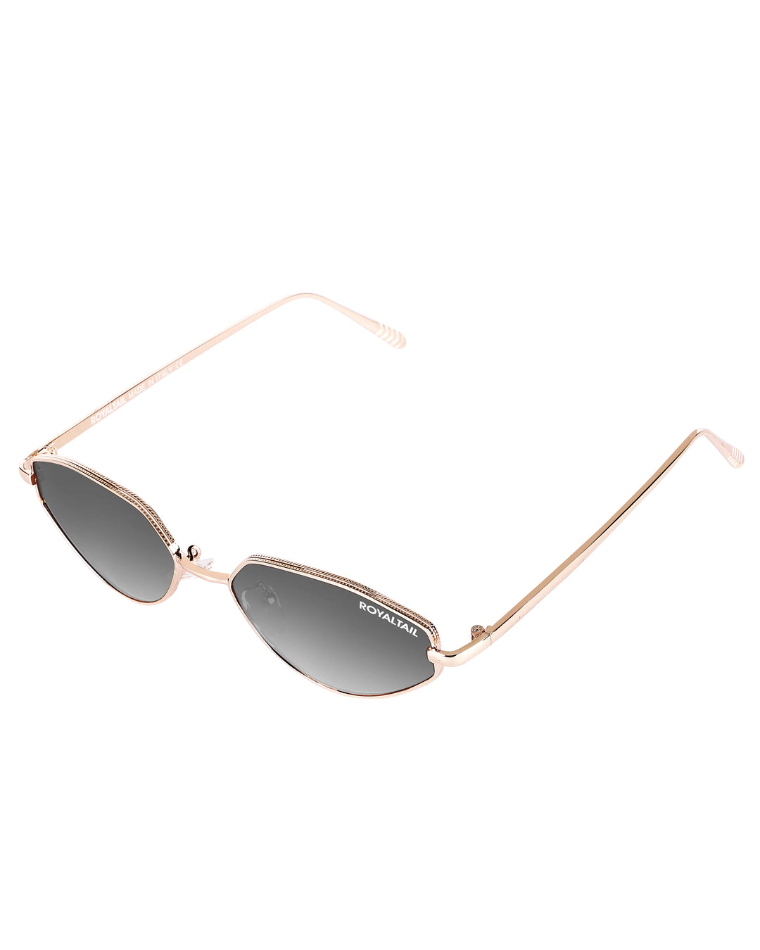 Metal cat-eye sunglasses for men and women, gold frame and grey lenses