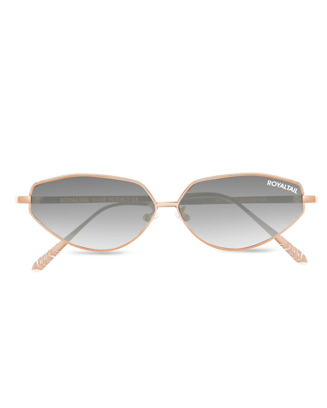 ROYALTAIL gold metal cat-eye sunglasses, grey lens