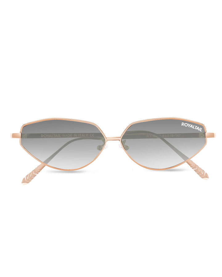 ROYALTAIL gold metal cat-eye sunglasses, grey lens