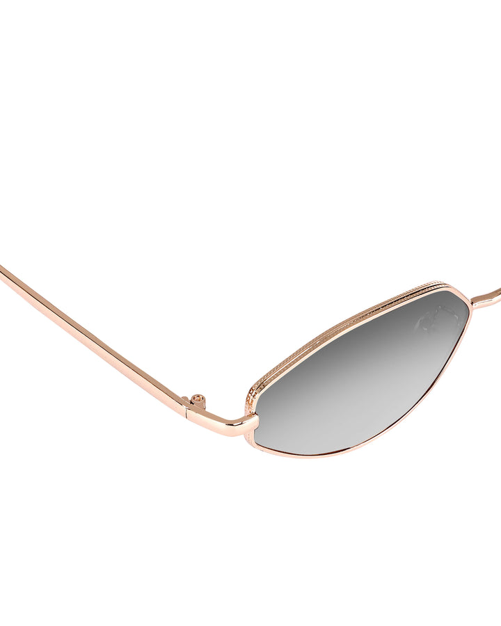 Gold metal cat-eye sunglasses with grey lenses, photo 4