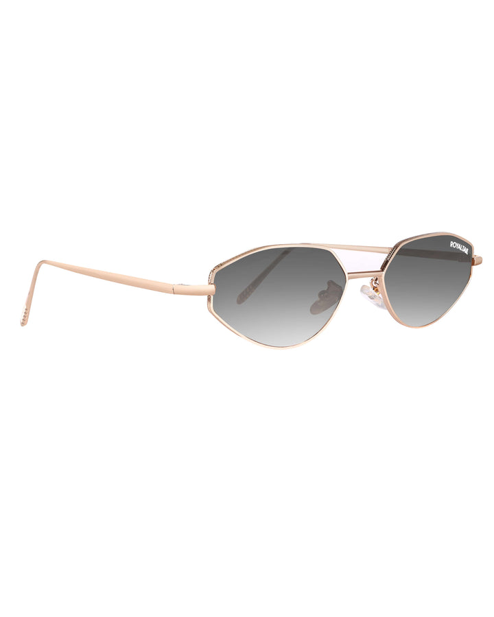 Gold metal cat-eye sunglasses with grey lenses, photo 8