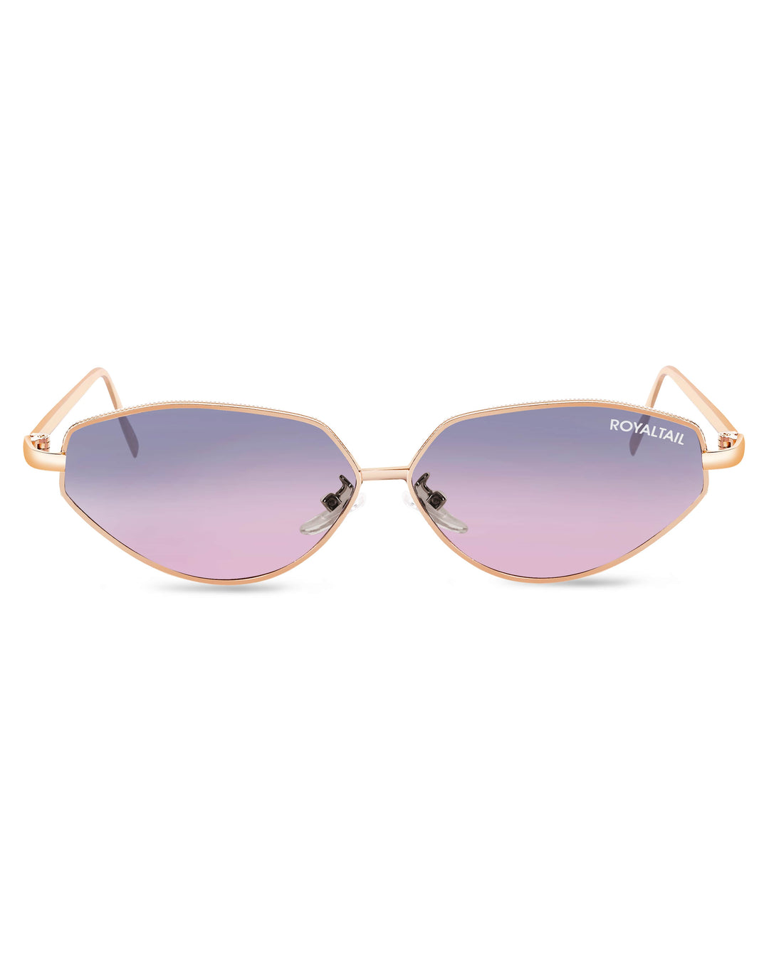 Gold metal cat-eye sunglasses with pink lenses – ROYALTAIL