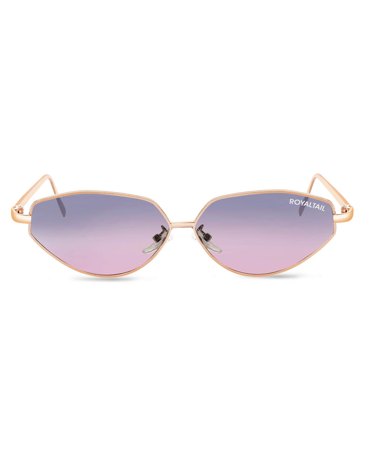 Gold metal cat-eye sunglasses with pink lenses – ROYALTAIL
