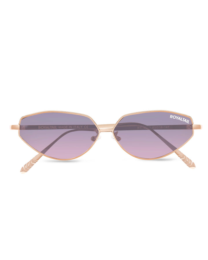 ROYALTAIL gold metal cat-eye sunglasses, pink lens