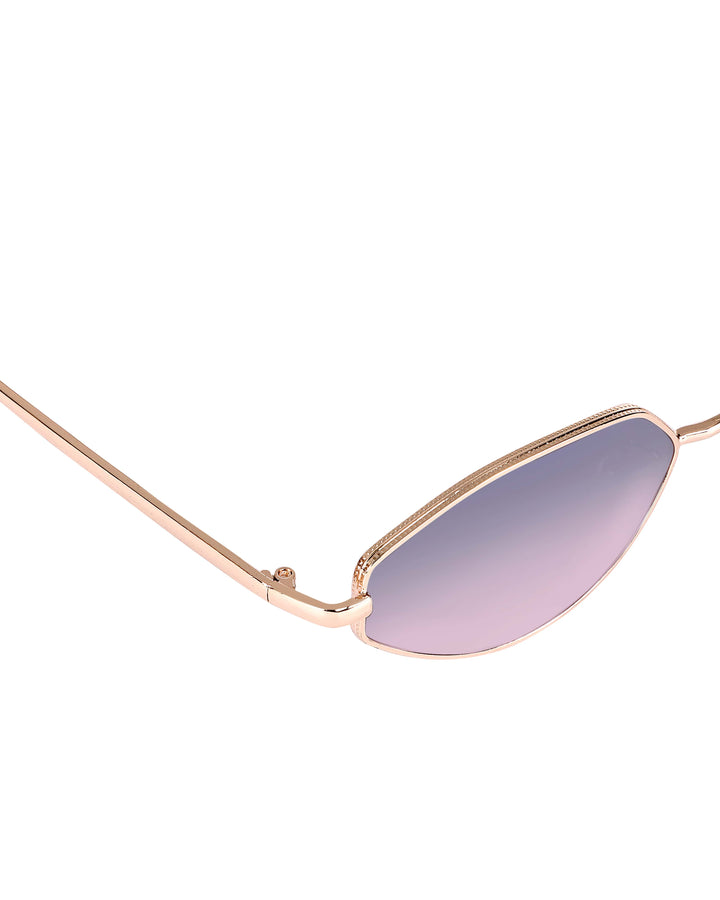 Gold metal cat-eye sunglasses with pink lenses, photo 4