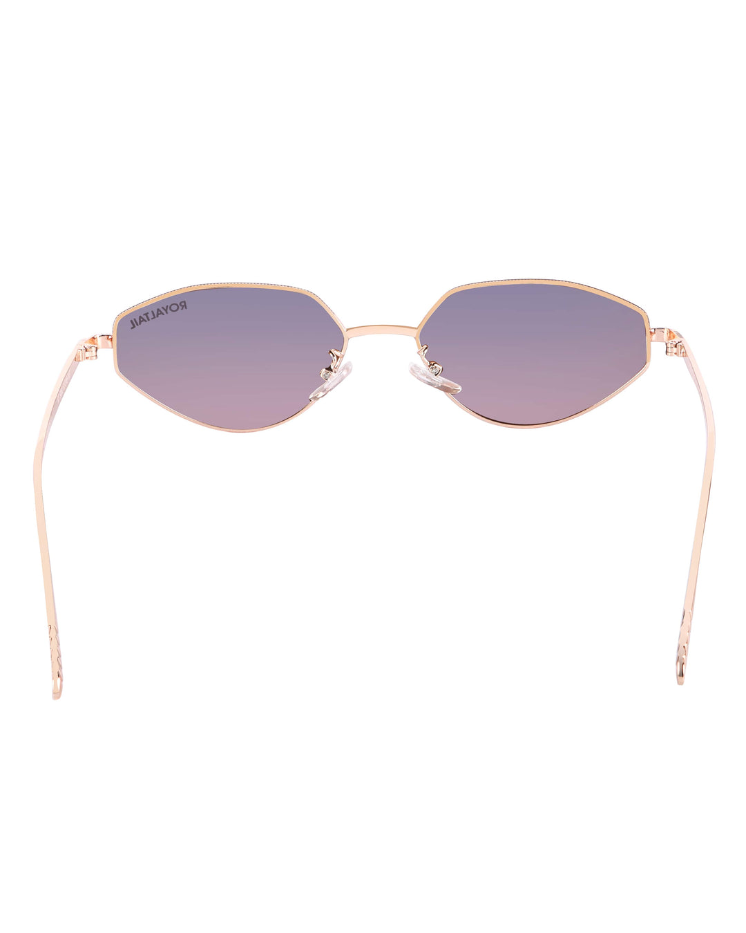 Gold metal cat-eye sunglasses with pink lenses, photo 5