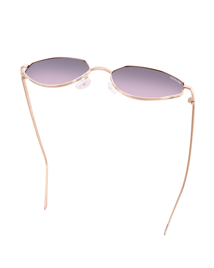 Gold metal cat-eye sunglasses with pink lenses, photo 6