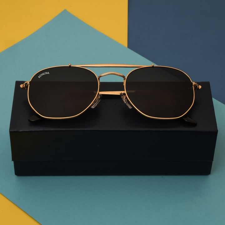 Gold round sunglasses with black lenses – ROYALTAIL
