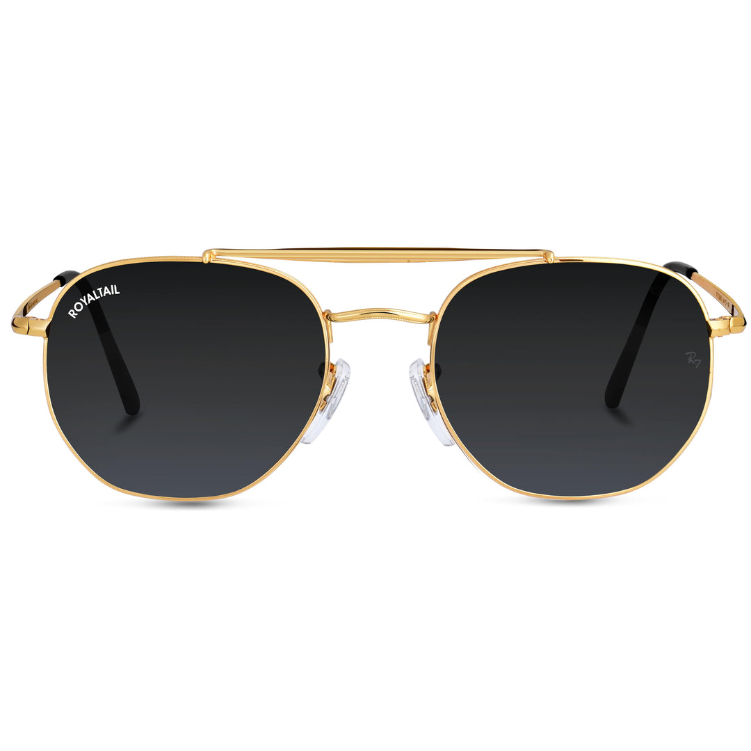 Gold round sunglasses with black lenses, photo 4