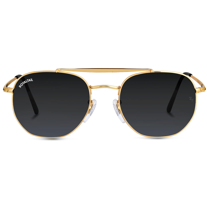 Gold round sunglasses with black lenses, photo 4