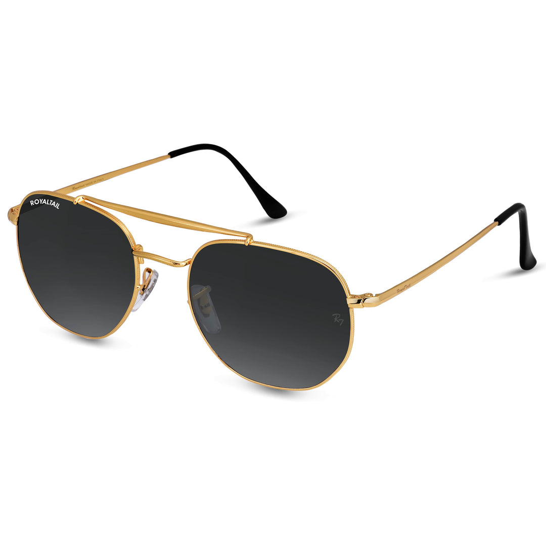 Gold round sunglasses with black lenses, photo 5
