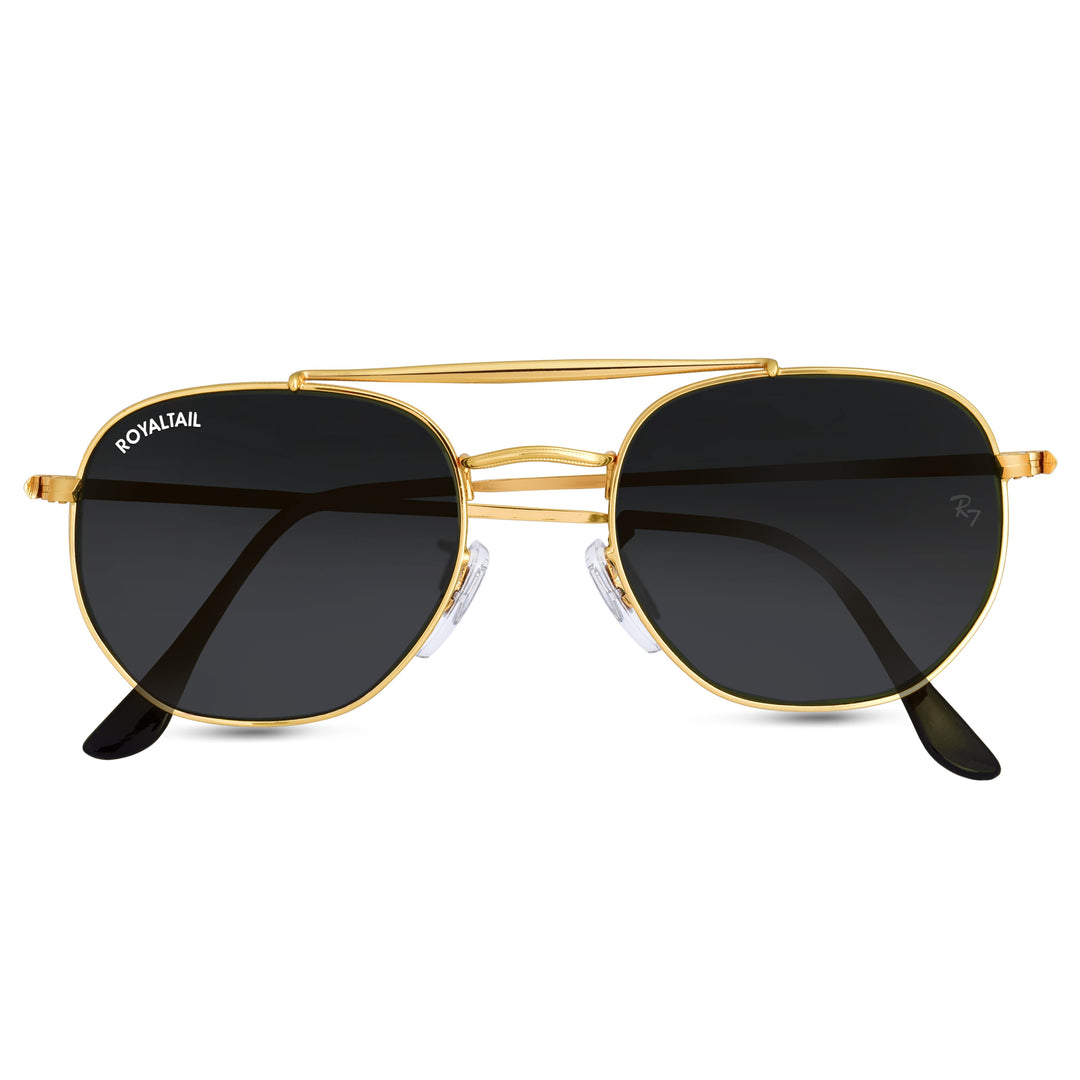 Gold round sunglasses with black lenses, photo 6