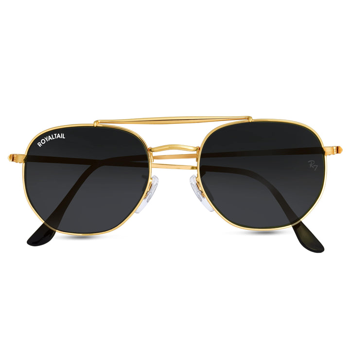 Gold round sunglasses with black lenses, photo 6