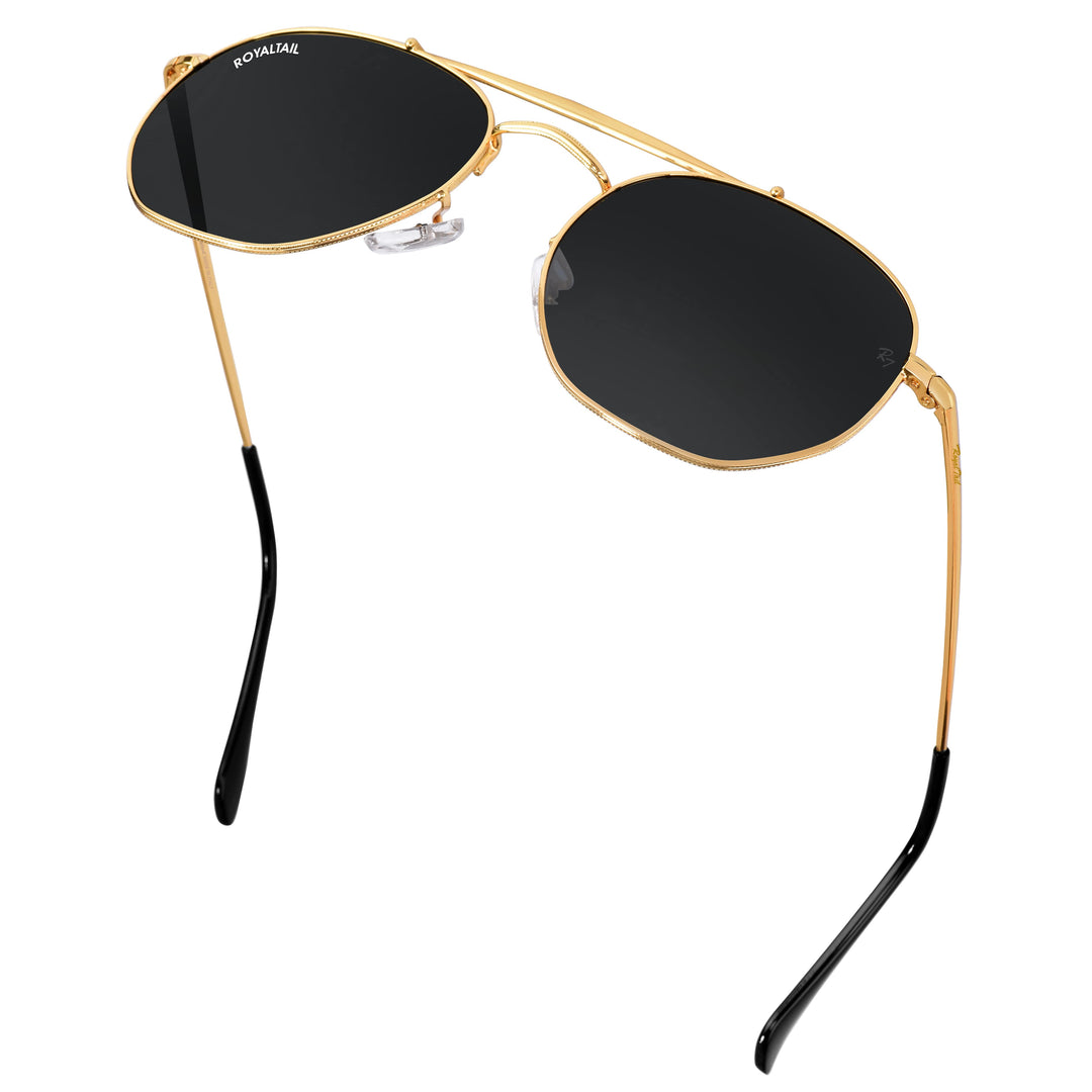 Gold round sunglasses with black lenses, photo 7
