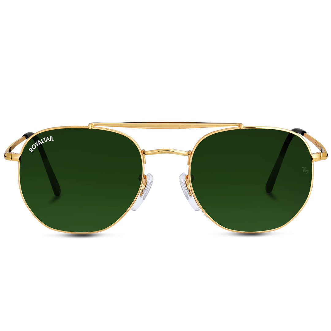 Gold round sunglasses with green lenses, photo 4