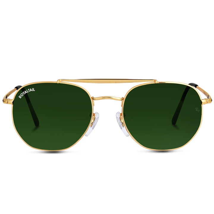 Gold round sunglasses with green lenses, photo 4