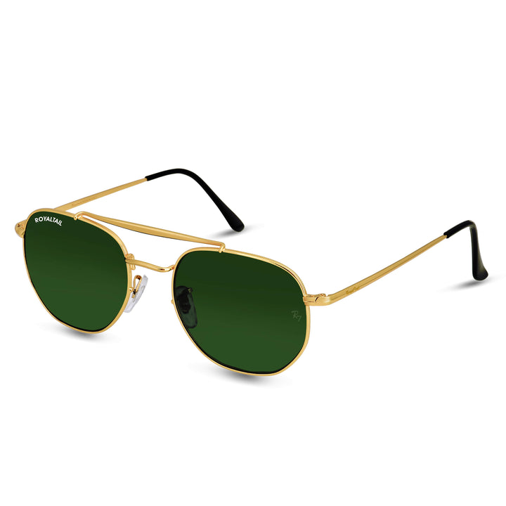 Gold round sunglasses with green lenses, photo 5