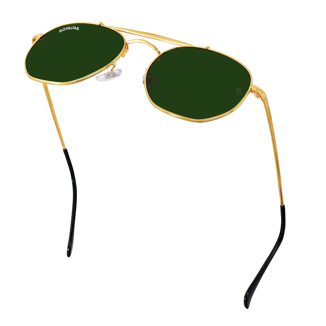 Gold round sunglasses with green lenses, photo 7