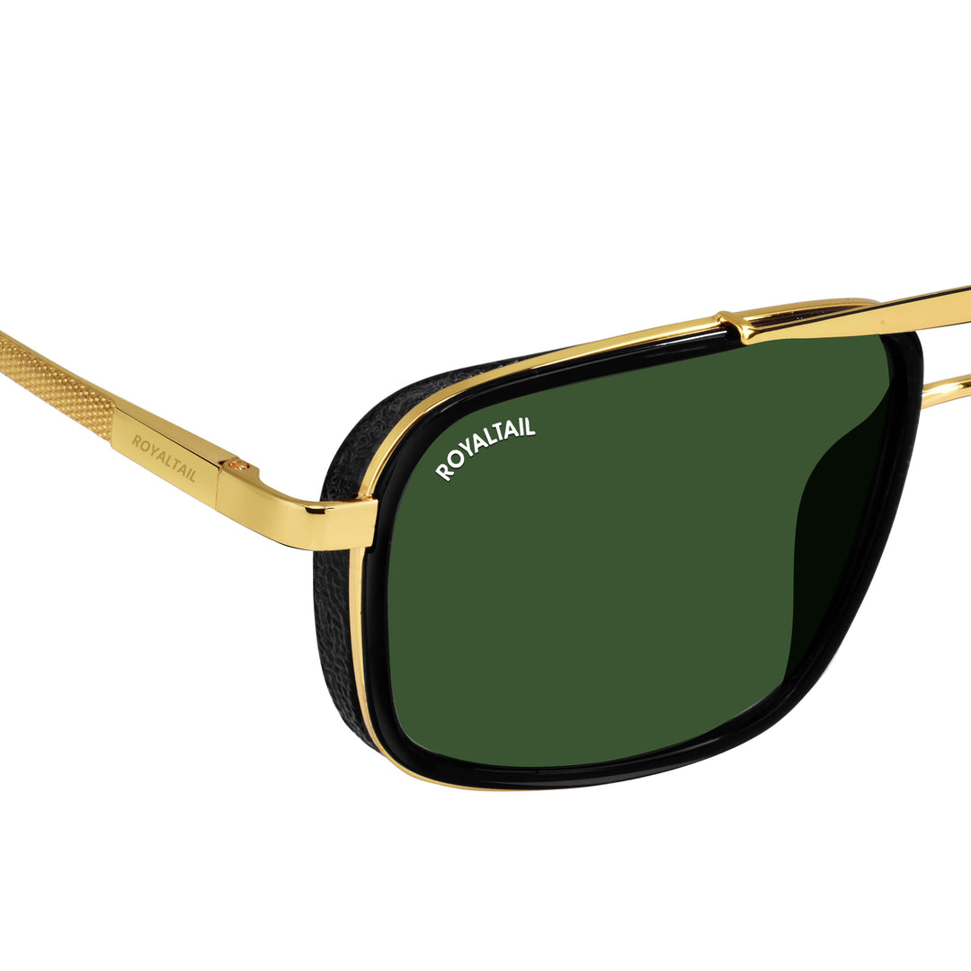 Gold square sunglasses with green lenses, photo 9