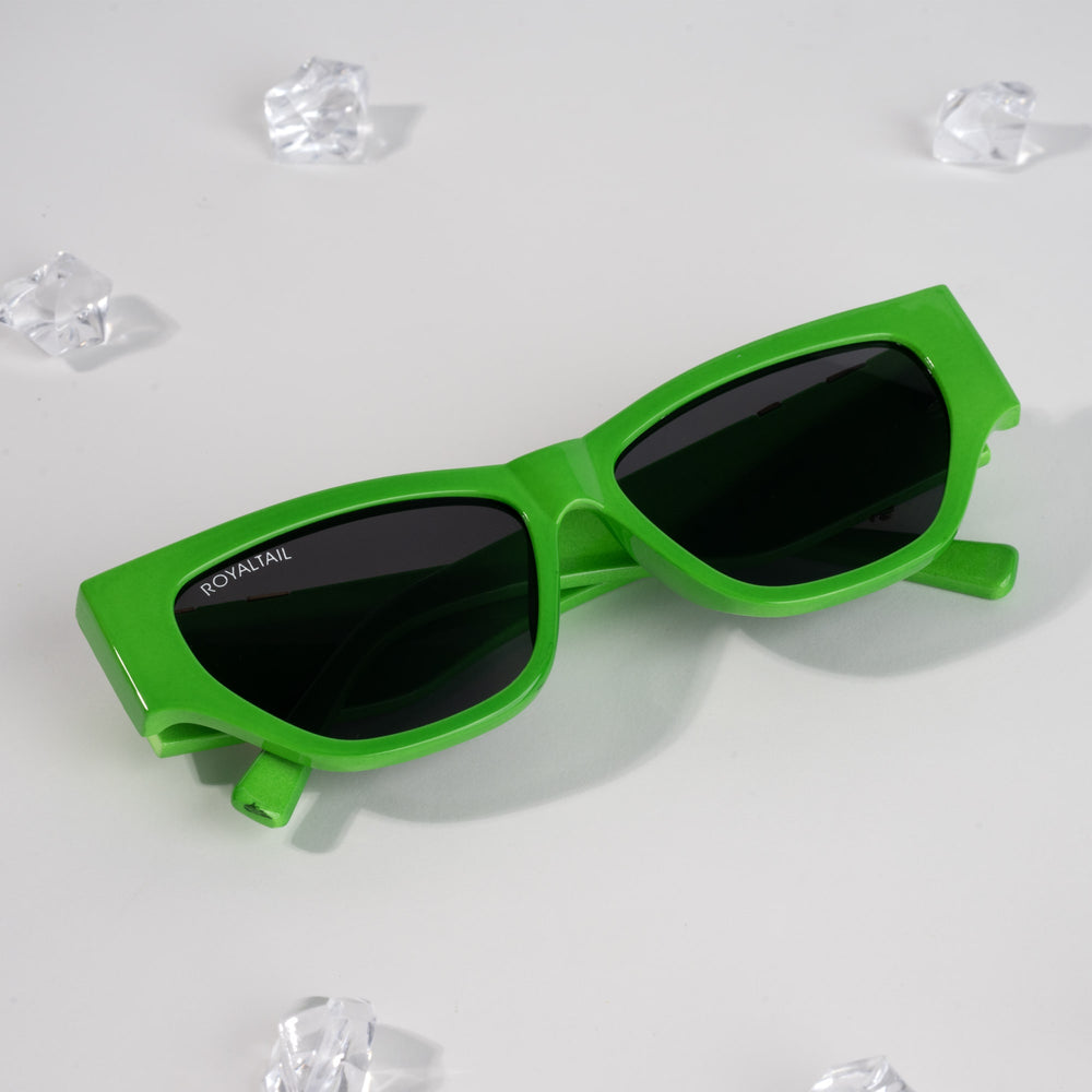Cat-eye sunglasses for men and women, green frame and black lenses