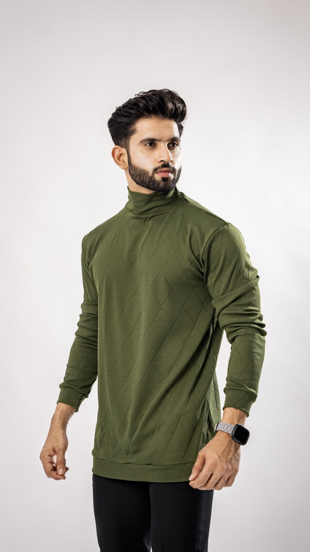 Green High Neck T-Shirt for men, photo 4