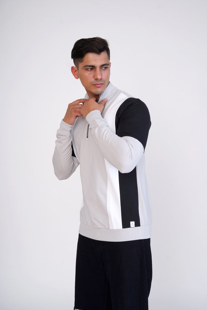 Grey & Black Colour-Block Organic Cotton Sweatshirt for men – ROYALTAIL