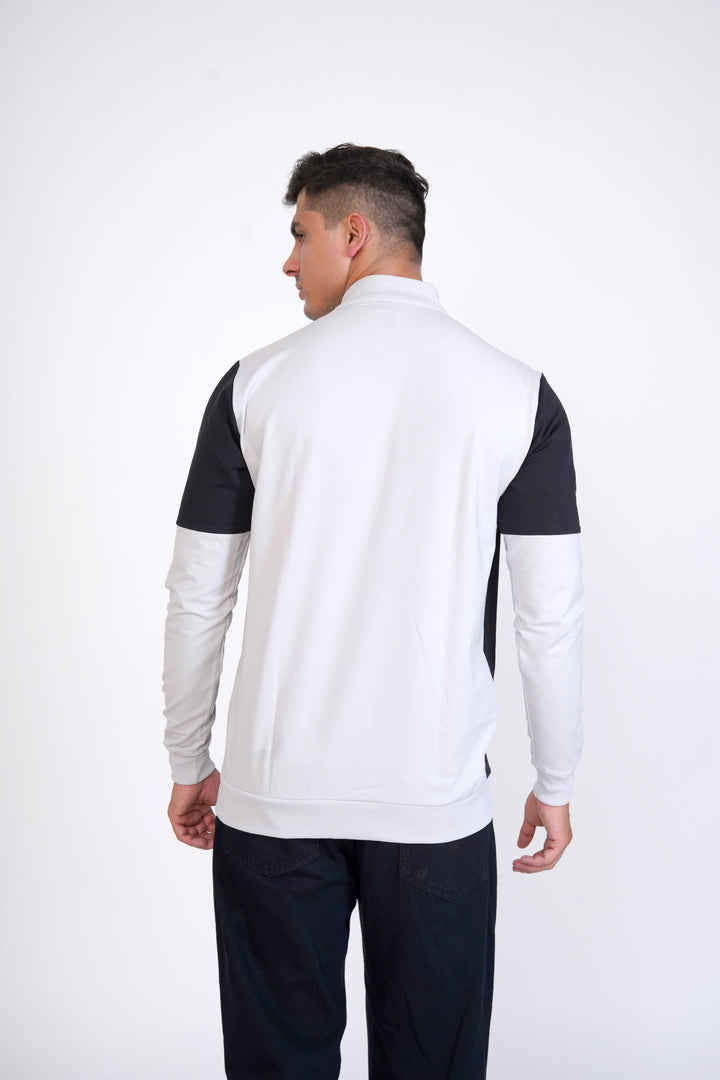 Men's Grey & Black Colour-Block Organic Cotton Sweatshirt