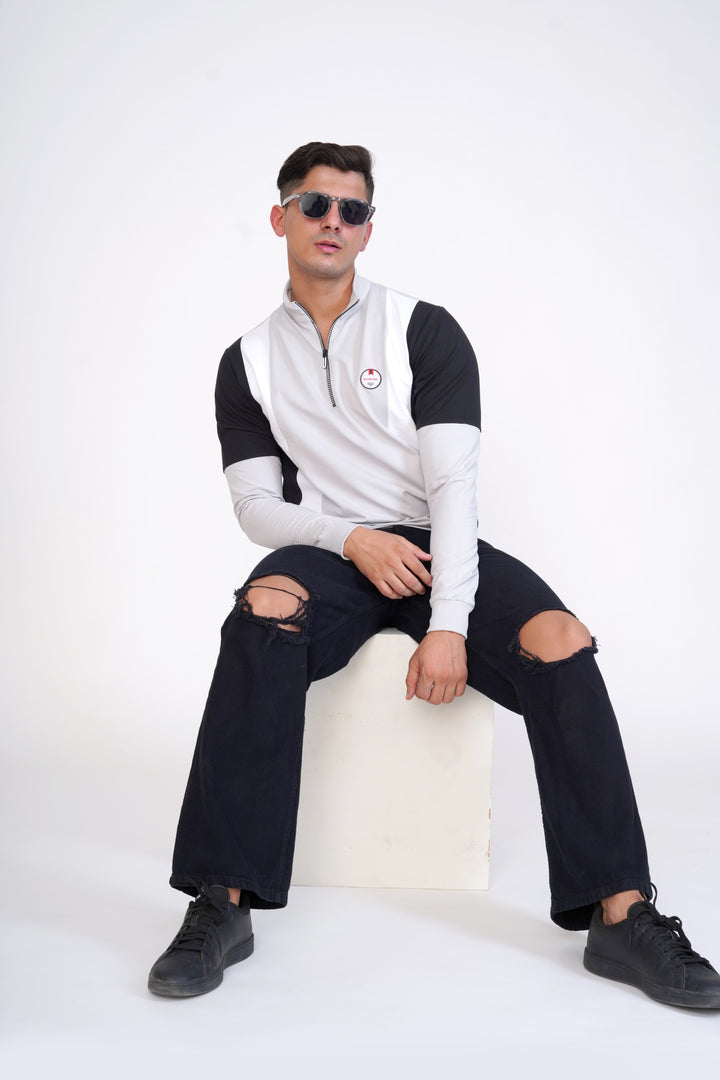 Grey & Black Colour-Block Organic Cotton Sweatshirt by ROYALTAIL