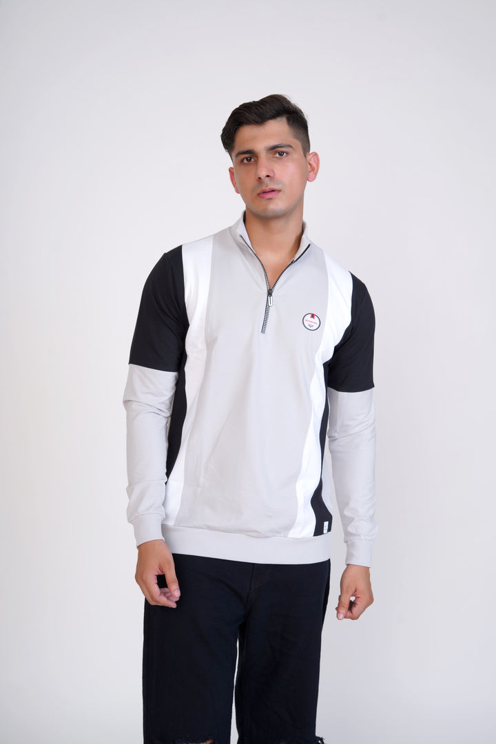 Grey & Black Colour-Block Organic Cotton Sweatshirt for men, photo 6