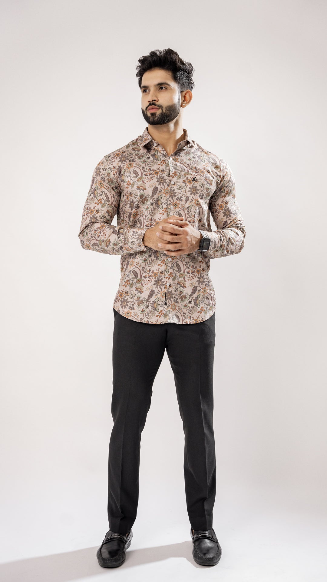 Grey Paisley Print Cotton Shirt by ROYALTAIL