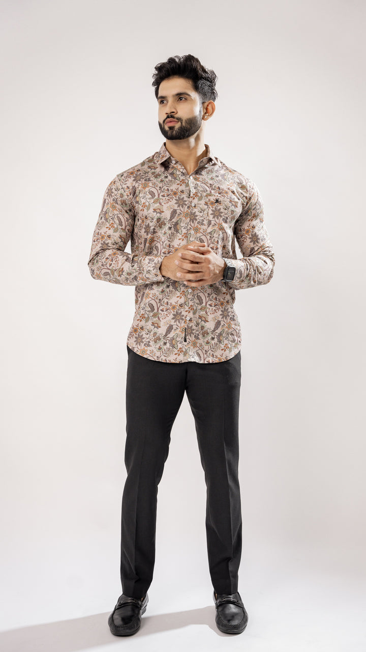 Grey Paisley Print Cotton Shirt by ROYALTAIL