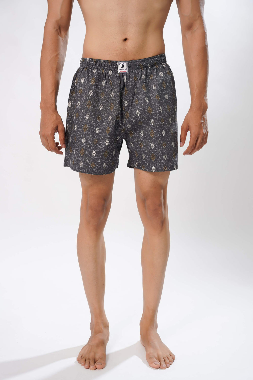 Men's Grey Print Boxer Shorts