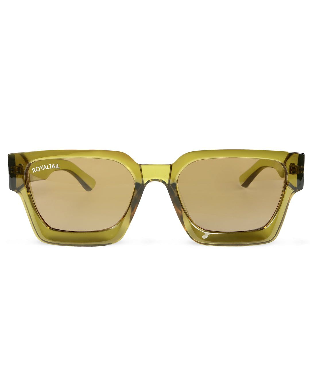 Haze green thick square sunglasses with brown lenses – ROYALTAIL