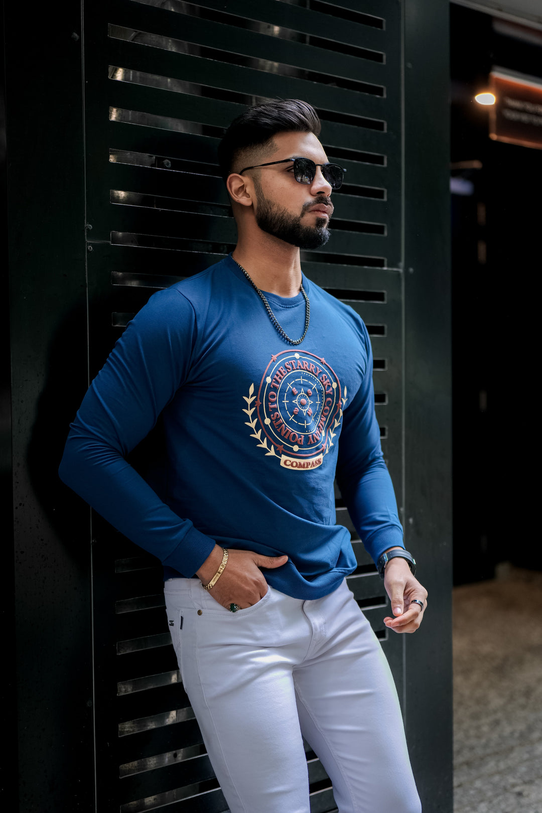 Light Blue Graphic Cotton Sweatshirt by ROYALTAIL