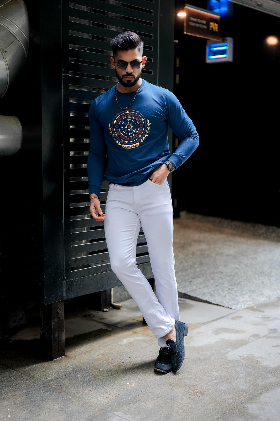 Light Blue Graphic Cotton Sweatshirt for men, photo 5