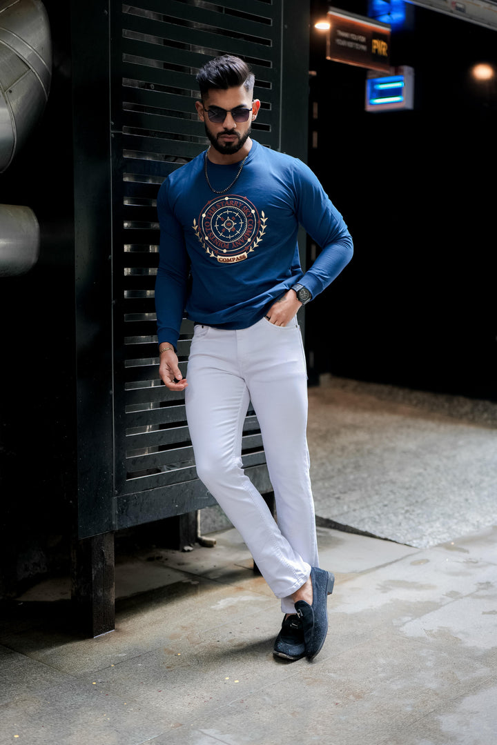 Light Blue Graphic Cotton Sweatshirt for men, photo 5