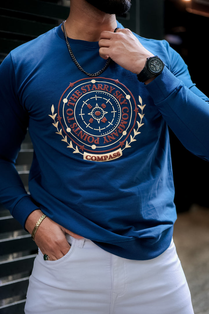 Light Blue Graphic Cotton Sweatshirt for men, photo 6
