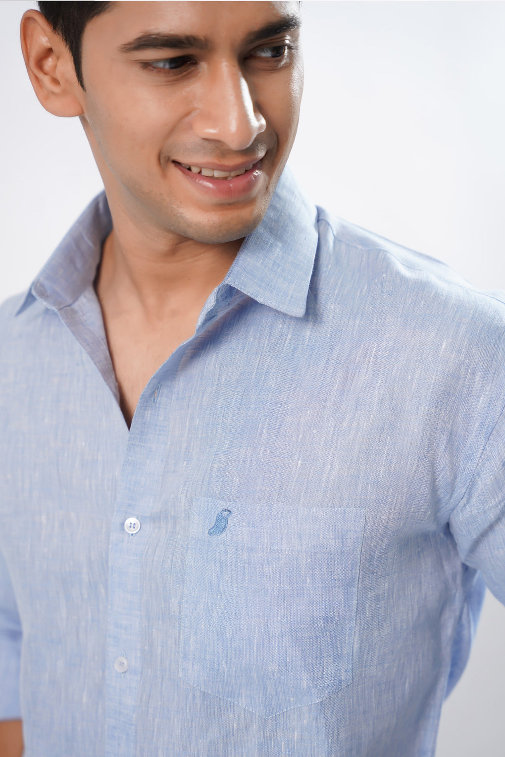Men's Light Blue Linen Shirt