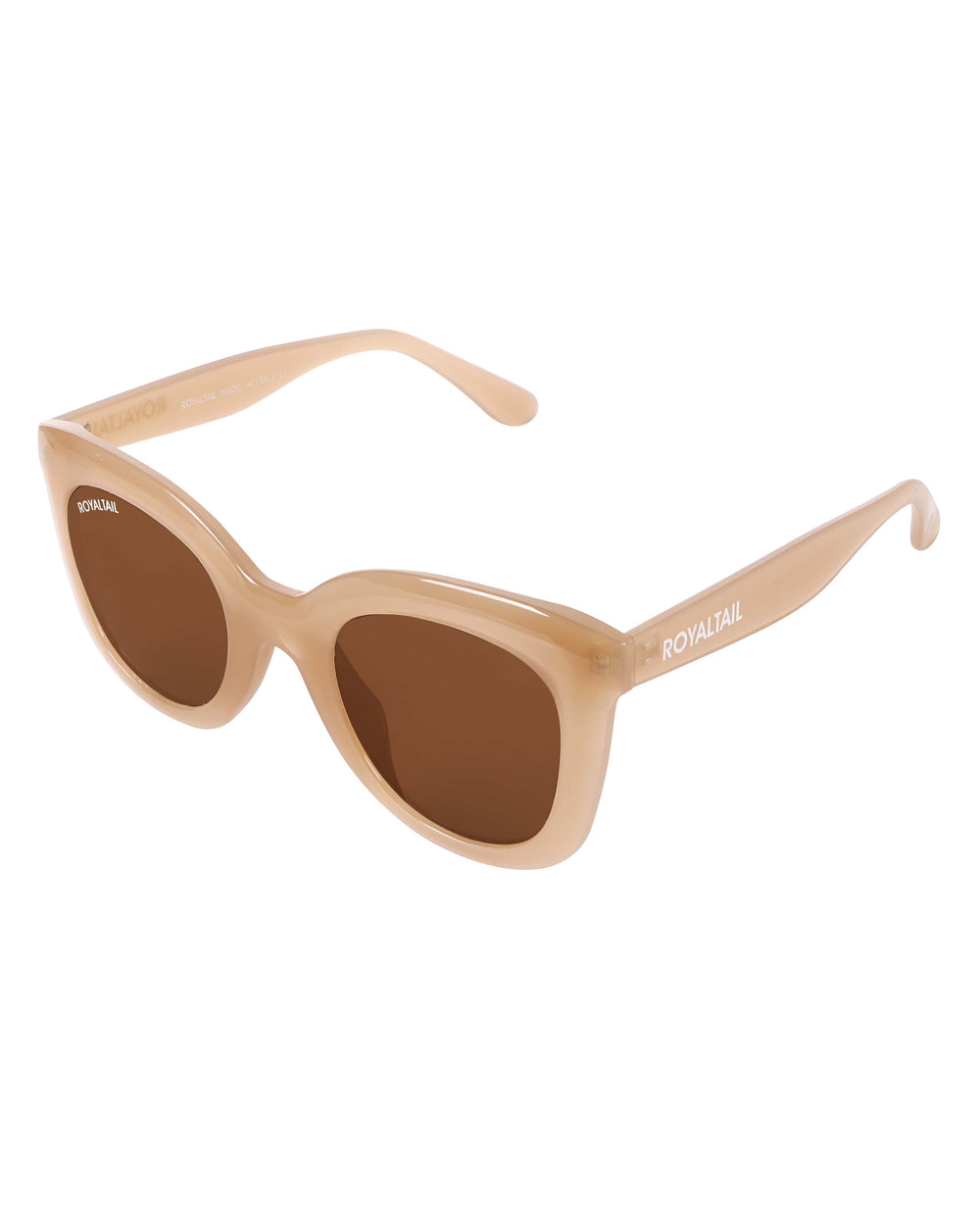 Squared oval sunglasses for men and women, light brown frame and brown lenses