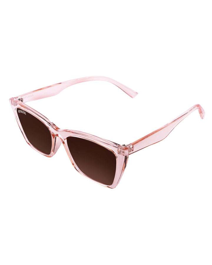 Cat-eye sunglasses for men and women, light pink frame and brown lenses