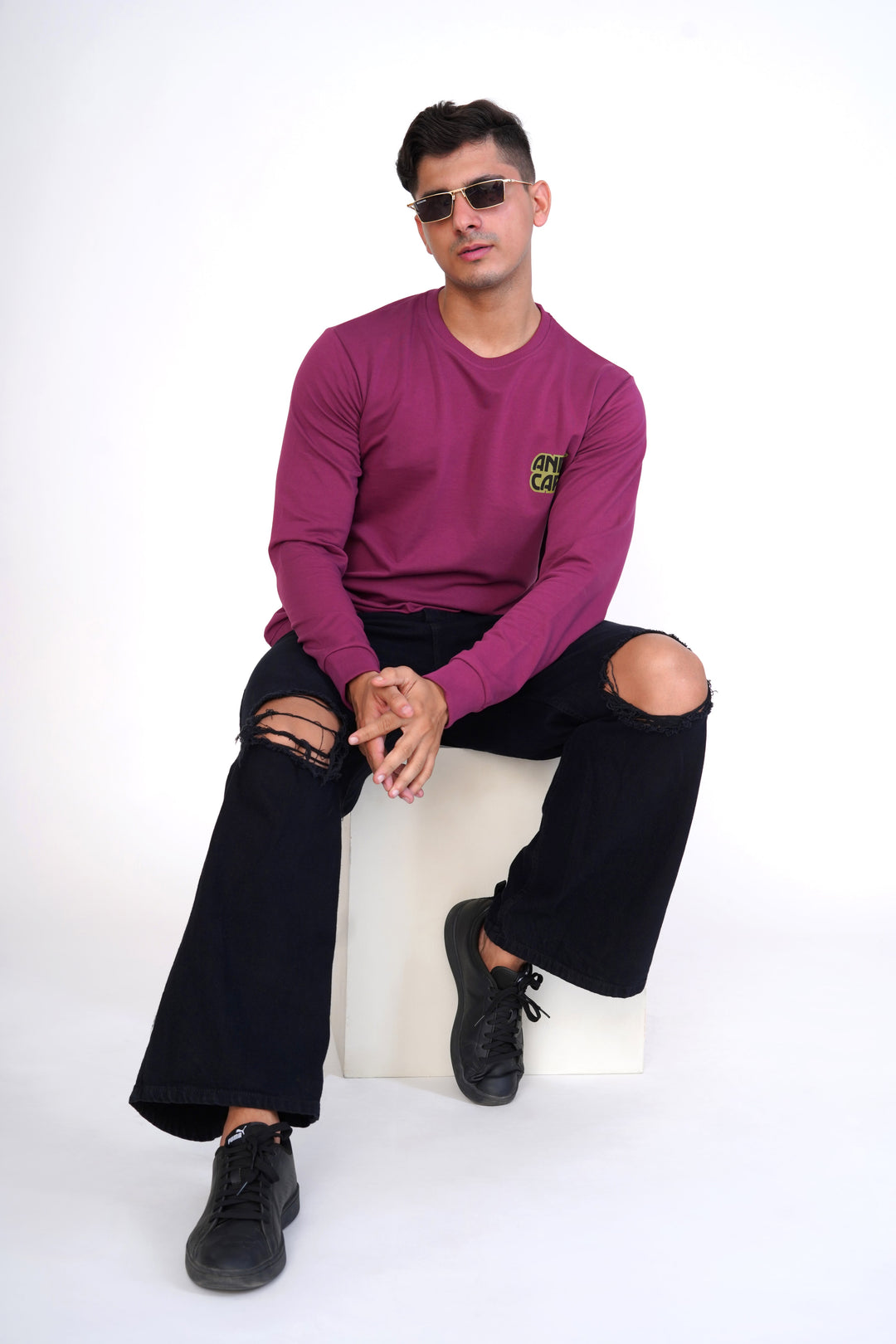 Maroon Graphic Organic Cotton Sweatshirt for men, photo 4