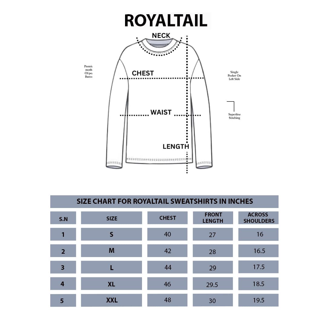 Size chart for Maroon Graphic Organic Cotton Sweatshirt
