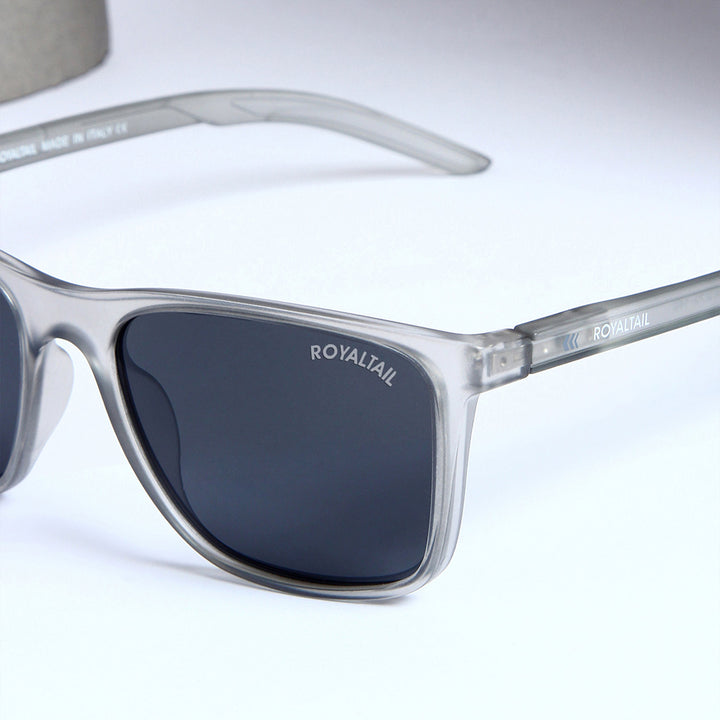 ROYALTAIL matte grey square sunglasses, black lens